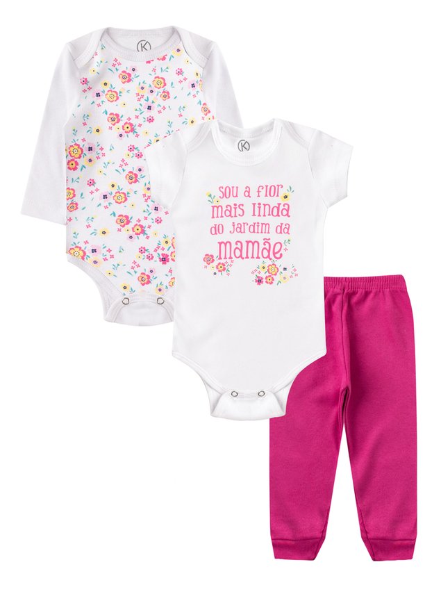 kit body flor branco e pink