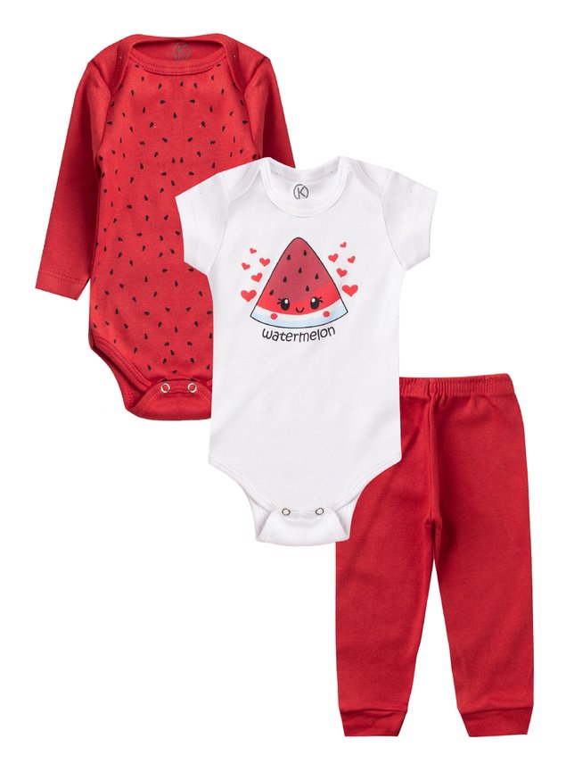kit body melancia branco e vermelho