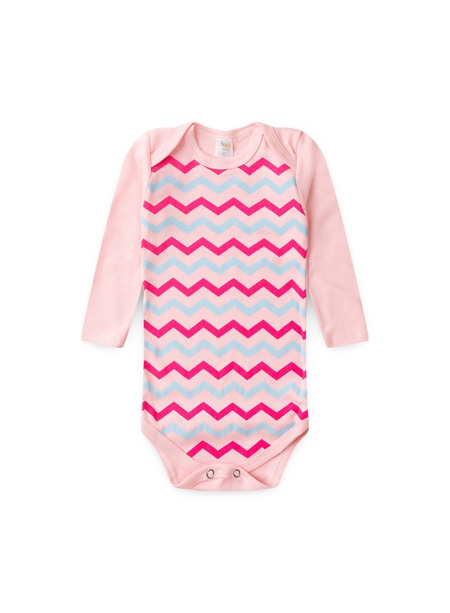 Kit Body Bebê Feminino Rosa Listras
